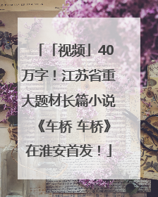 「视频」40万字！江苏省重大题材长篇小说《车桥 车桥》在淮安首发！