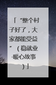 “整个村子好了，大家都能受益”（稳就业·暖心故事）