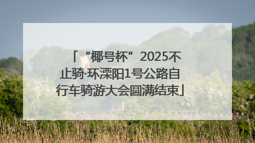 “椰号杯”2025不止骑·环溧阳1号公路自行车骑游大会圆满结束