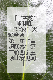 “雪豹”一球制胜 “盛宴”火爆全场——第二届“青超联赛”第二轮西宁主场比赛见闻
