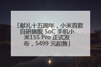 献礼十五周年，小米首款自研旗舰 SoC 手机小米15S Pro 正式发布，5499 元起售