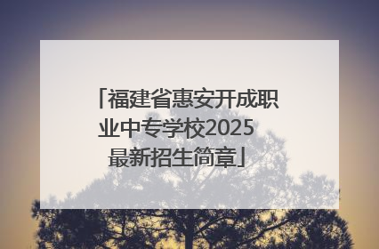 福建省惠安开成职业中专学校2025最新招生简章