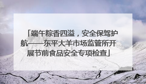 端午粽香四溢，安全保驾护航——东平大羊市场监管所开展节前食品安全专项检查