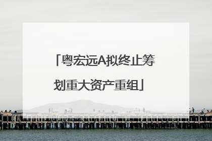 粤宏远A拟终止筹划重大资产重组