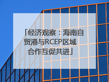 经济观察：海南自贸港与RCEP区域合作互促共进