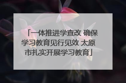 一体推进学查改 确保学习教育见行见效 太原市扎实开展学习教育