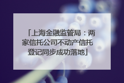 上海金融监管局：两家信托公司不动产信托登记同步成功落地