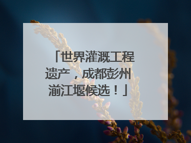 世界灌溉工程遗产，成都彭州湔江堰候选！