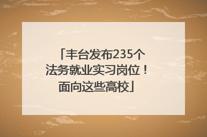 丰台发布235个法务就业实习岗位！面向这些高校