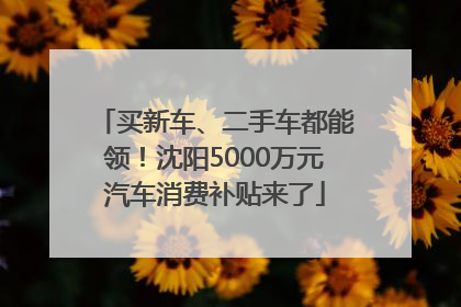 买新车、二手车都能领！沈阳5000万元汽车消费补贴来了
