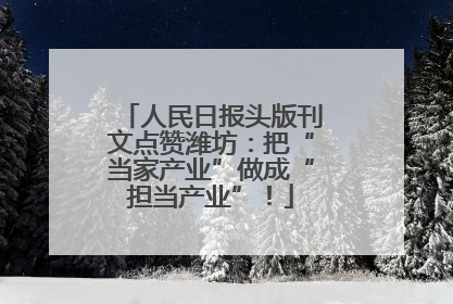 人民日报头版刊文点赞潍坊：把“当家产业”做成“担当产业”！