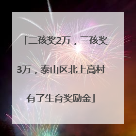 二孩奖2万，三孩奖3万，泰山区北上高村有了生育奖励金