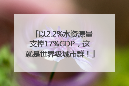 以2.2%水资源量支撑17%GDP，这就是世界级城市群！