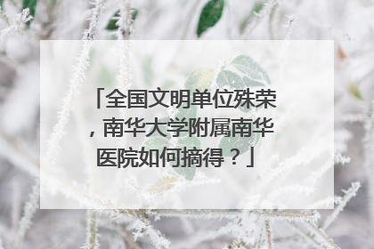 全国文明单位殊荣，南华大学附属南华医院如何摘得？