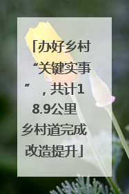 办好乡村“关键实事”，共计18.9公里乡村道完成改造提升