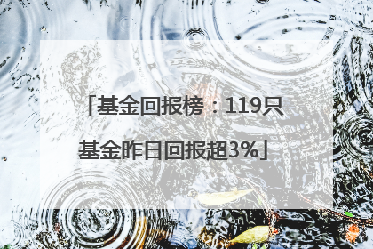 基金回报榜：119只基金昨日回报超3%
