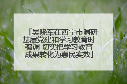 吴晓军在西宁市调研基层党建和学习教育时强调 切实把学习教育成果转化为惠民实效