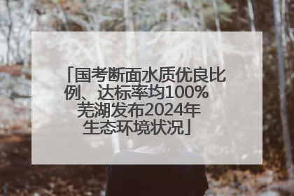 国考断面水质优良比例、达标率均100% 芜湖发布2024年生态环境状况