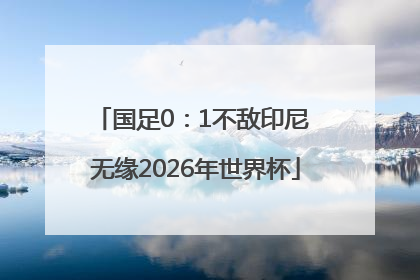 国足0：1不敌印尼 无缘2026年世界杯