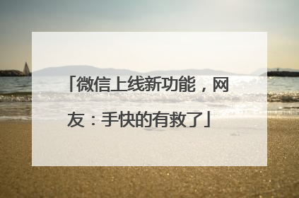 微信上线新功能，网友：手快的有救了