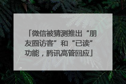 微信被猜测推出“朋友圈访客”和“已读”功能，腾讯高管回应