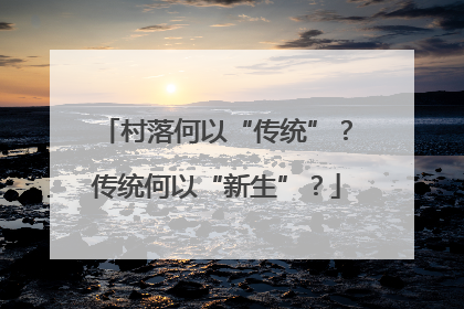 村落何以“传统”？传统何以“新生”？