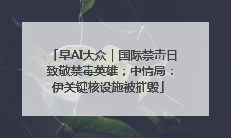 早AI大众｜国际禁毒日 致敬禁毒英雄；中情局：伊关键核设施被摧毁