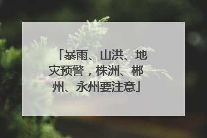 暴雨、山洪、地灾预警，株洲、郴州、永州要注意
