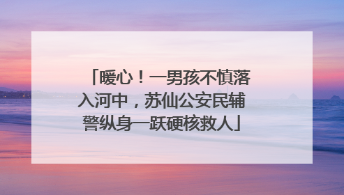暖心！一男孩不慎落入河中，苏仙公安民辅警纵身一跃硬核救人