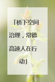 桥下空间治理，常德高速人在行动