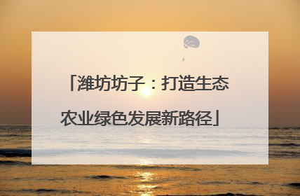潍坊坊子：打造生态农业绿色发展新路径