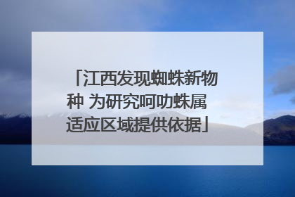 江西发现蜘蛛新物种 为研究呵叻蛛属适应区域提供依据
