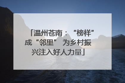 温州苍南：“榜样”成“邻里” 为乡村振兴注入好人力量