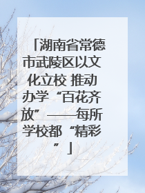 湖南省常德市武陵区以文化立校 推动办学“百花齐放”——每所学校都“精彩”