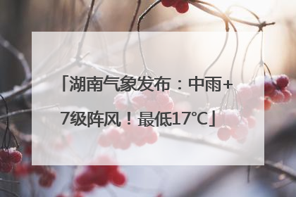 湖南气象发布：中雨+7级阵风！最低17℃