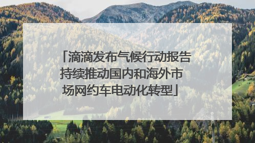 滴滴发布气候行动报告 持续推动国内和海外市场网约车电动化转型