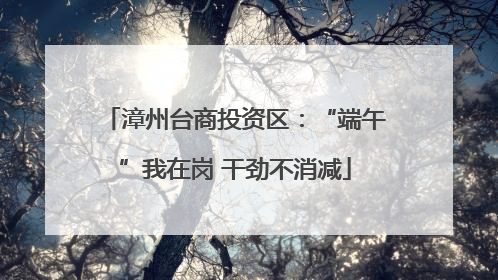 漳州台商投资区：“端午”我在岗 干劲不消减