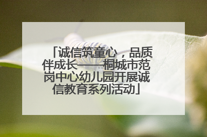 诚信筑童心，品质伴成长——桐城市范岗中心幼儿园开展诚信教育系列活动