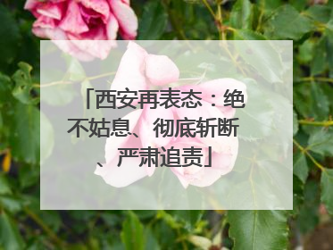 西安再表态：绝不姑息、彻底斩断、严肃追责