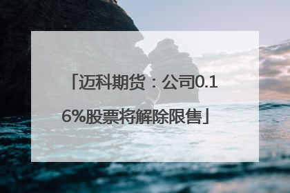 迈科期货：公司0.16%股票将解除限售