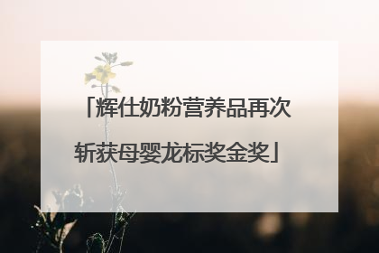 辉仕奶粉营养品再次斩获母婴龙标奖金奖