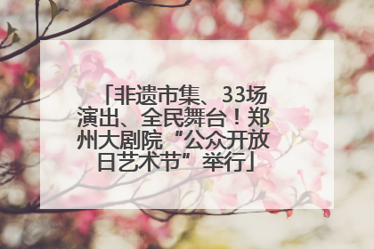 非遗市集、33场演出、全民舞台！郑州大剧院“公众开放日艺术节”举行