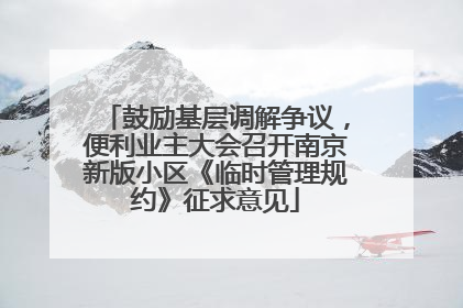鼓励基层调解争议，便利业主大会召开南京新版小区《临时管理规约》征求意见